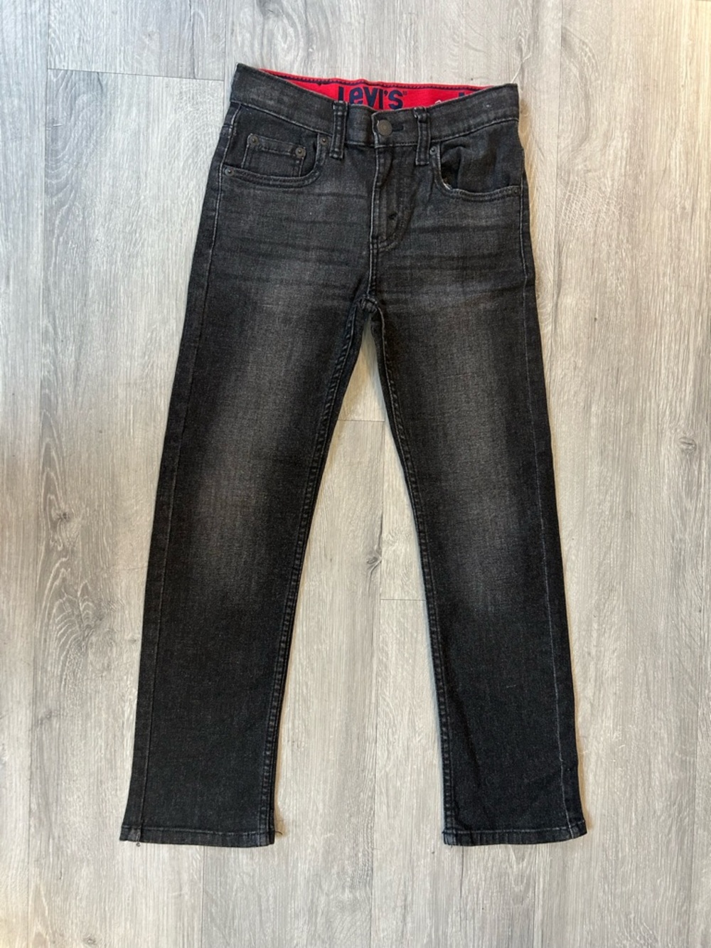 Levi's boy’s Black Slim Jeans with Red Waistband Detail